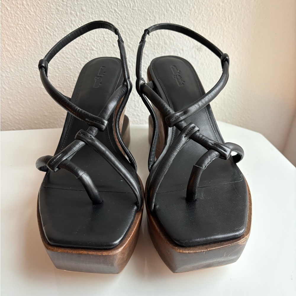 Cult Gaia Nela Wooden Platform Sandals Shoes Size 41 EU 11 US Black - Picture 4 of 12